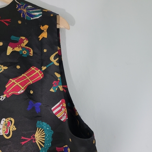 VTG Diane Von Furstenberg Men's Holiday Christmas Print Vest Sz M - Picture 8 of 12